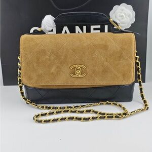 Chanel Black and Tan Quilted Shoulder Bag